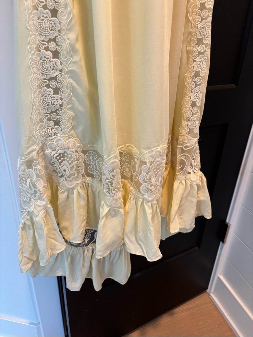 Free People Kiss Me Later Maxi Slip Dress Small Anise Flower Yellow Lace NWT - Picture 9 of 13